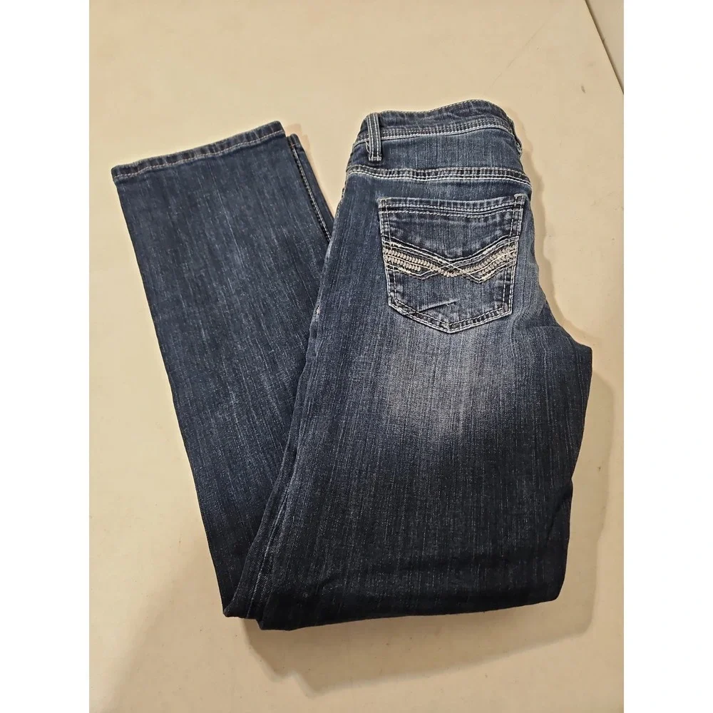 BKE Aiden Jeans Mens 30x32 Blue Denim Bootcut Thick Stitch DarkWash (1789
